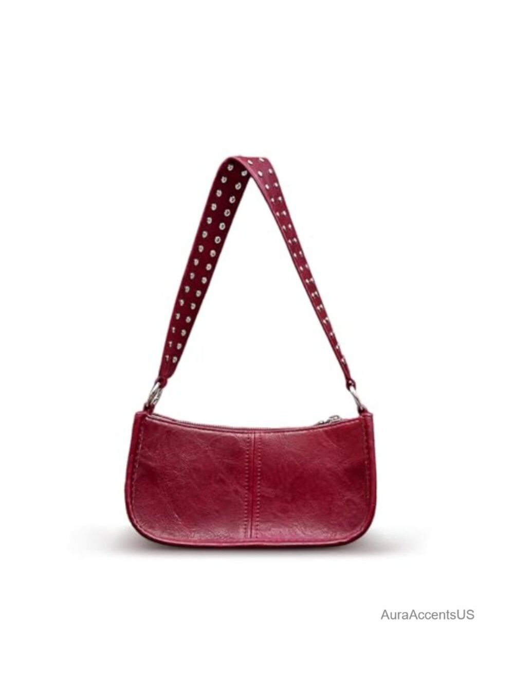 Studded PU Leather Crossbody Shoulder Bag with 2 Detachable Straps